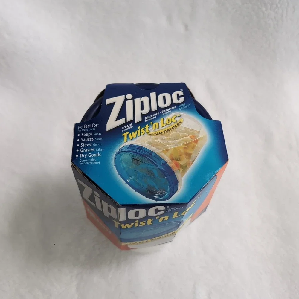 Ziploc Twist n Loc 2 Medium 32 oz Round 1 Quart 4 Cup Containers & Lids NEW 2005